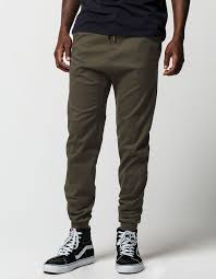 Charles And A Half Olive Mens Twill Jogger Pants Olive