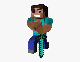 This is an minecraft figur with a sword, if u want to make an compatible item make it 5 by 5 so it fits the hand and only where he should hold. Minecraft Steve Holding Diamond Sword Hd Png Download Transparent Png Image Pngitem