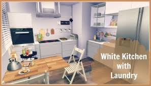 White Kitchen With Laundry At Dinha Gamer Sims 4 Updates Sims 4 Kitchen Sims House Sims
