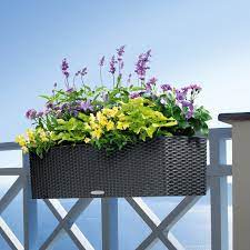 Luckily, railing planters will be the coolest idea to rock, they will save all the possible space and greet you with blooming flowers and green plants. Rectangle Lechuza Balconera Cottage Self Watering Resin Planter With Optional Brackets Railing Planters Balcony Planters Balcony Railing Planters