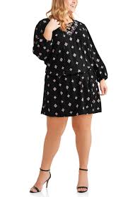Terra Sky Women S Plus Woven Lace Up Peasant Dress Walmart Com Peasant Dress Plus Size Womens Clothing Dresses