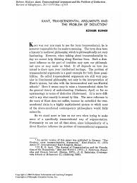 Fortunately we are not all that alone, since independently of a direct kantian influence the problem of transcendental arguments has stimulated a considerable. Bubner Kant Transcendental Argument And The Problem Of Deduction