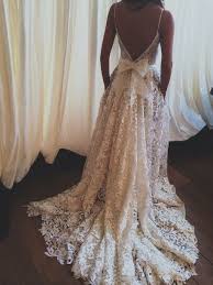 Dress Lace Wedding Dress Wedding Dress Prom Dress Open Back Ball Gown Dress Lace White Lace Dress Bow Spaghetti Strap Dress Backless Bows Low Back Backless Wedding Dress Lace Weddings Backless