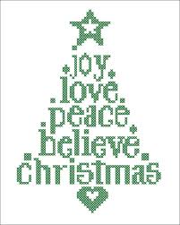 A counted cross stitch pattern for christmas, winter with a red truck, snow, trees. Bogo Free Merry Christmas Christmas Tree Joy Love Believe Peace Cross Stitch Pattern Cross Stitch Tree Cross Stitch Patterns Christmas Simple Cross Stitch
