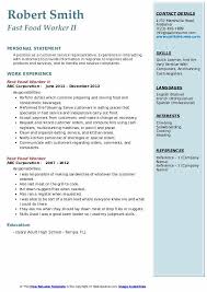 Check spelling or type a new query. Fast Food Worker Resume Samples Qwikresume