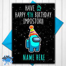 Happy birthday card among us card. Among Us Personalised Birthday Card Any Name Or Relative Age Ebay