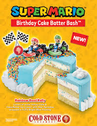 Acrylic mario happy birthday cake topper video gaming figures theme cake topper for kids birthday party decoration suppliers game boys girls party favors. Cold Stone Creamery And Nintendo Power Up With Inspired Ice Cream Treats And Collectibles To Commemorate The Super Mario Bros 35th Anniversary