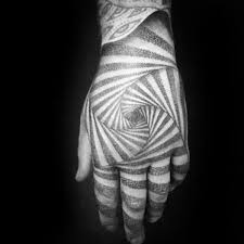 Hand with geometrical shapes guys face tattoos. 40 Geometric Hand Tattoos For Men Pattern Design Ideas