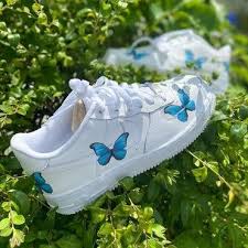 Blue Butterfly Air Force 1s Custom Sneakers Custom Air Force Etsy In 2020 Air Force Nike Air Force Blue Butterfly