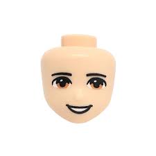 LEGO Light Flesh Minidoll Head with Light Brown Eyes and Open Smiling Mouth  (19611
