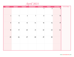 Calendar month of a given year (may 2021, march 2021), april (april 2022, april 2020), month starting on thursday (july. April Calendar 2021 With Notes Calendar Quickly