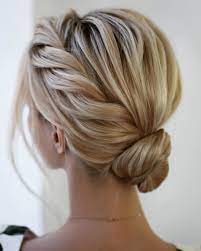 Low Bun Side Braid Short Hair Up Prom Hairstyles For Short Hair Short Hair Updo