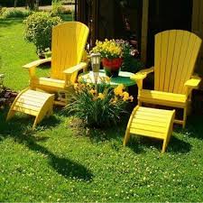 These Are Those Great Plastic Last A Lifetime Chairs That I Keep Seeing Parks Canada Using These Days Backyard Decor Yellow Adirondack Chairs Outdoor Decor