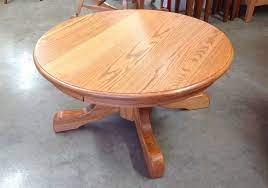Engineered wood wrapped with ash (winter wood finish) veneer. Round Wood Pedestal Coffee Table Thebestwoodfurniture Com