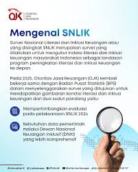 Meningkat! OJK dan BPS Umumkan Hasil Survei Nasional Literasi dan Inklusi  Keuangan (SNLIK) Tahun 2025 Dulur OJK Jatim, Survei Nasional Literasi dan Inklusi  Keuangan atau yang disingkat SNLIK merupakan survei yang dilakukan