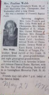 Pauline Elizabeth “Sis” Jarrell Webb (1876-1976)