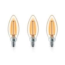 Philips 25 Watt Equivalent B11 Dimmable Led Light Bulb Soft White Classic Glass Candelabra 3 Pack 469650 The Home Depot