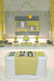 Elephant baby shower party supplies. Yellow Gray Chevron Baby Shower Ideas Elephant Theme Crafty Morning