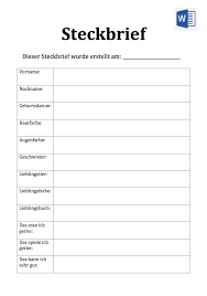 Bewerbung als erzieherin oder erzieher vorlage downloaden. Kostenlose Steckbriefvorlage Steckbrief Muster Vorlage Word Pdf Vorlagen Muster