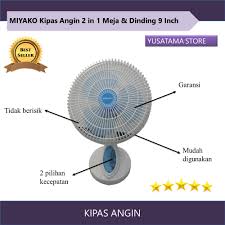 Bersihkan kipas angin 2 minggu sekali atau 1 bulan sekali, agar kipas tidak mudah rusak. Kipas Angin Pendingin Ruangan Tempel Dinding Perlengkapan Rumah Miyako 2 In 1 9 Inch Kad 927 Shopee Indonesia