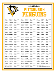 Pittsburgh Penguins Printable Schedule
