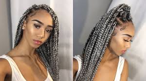 Box braids hairstyles are one of the most popular african american protective styling choices. How To Small Grey Box Braids On Yourself Tutorial Youtube