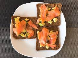 Hash brown potatoes, with smoked salmon, onions, a little sour cream, horseradish, mustard, chives and parsley. Smoked Salmon Avocado Breakfast Sandwich Jean Galea
