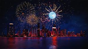 Download Miami Skyline Fireworks 4th Of July Independence Day Celebration Starry Night Video Footage 4k Fireworks Videos Digital Assets Download Royalty Free Fireworks Videos Com