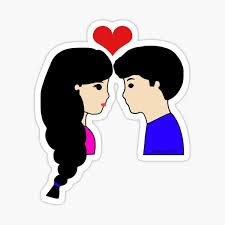 Coeur de dessin anime mignon amour souriant image de vecteur. Sticker Couple De Race Mixte Mignon Amour Dessin Anime Juste Sombre Par Faiiryliite Redbubble