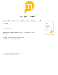 Through Random Doors We Wandered: Women Writing the South (review)