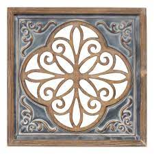 Stratton Home Decor Wood And Metal Blue Square Wall Decor On Sale Overstock 29602706 In 2021 Square Wall Art Metal Wall Decor Medallion Wall Decor