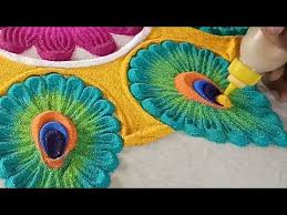 Peacock Feather Rangoli Design For Festival Unique Rangoli Design Using Fork Yo Rangoli Designs Latest Rangoli Designs Images Simple Rangoli Designs Images