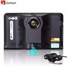 Junsun 7 Inch Mobil Gps Navigasi Android Detektor Radar Dvr 16 Gb Dengan Rear View Kamera Truk Kendaraan Gps Navigator Navit Car Gps Android Gps Gps Navigation