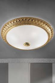 Large Round Gold Plated Bronze Ceiling Light With Festoon Motif Masiero Murano And Crystal Chandeliers Lamps And Wall Lights Ref 11110654