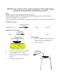 Study of catalytic decomposition of hydrogen peroxide the hydrogen peroxide decomposed with time at different ph values and at 15°c temperature in the presence of manganese dioxide nanoparticles. Rr5does The Amount Of The Catalyst Manganese Iv Oxide Change