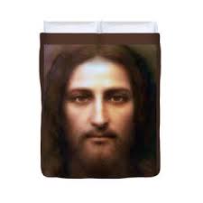 Prayer to The Holy Face of Jesus. Duvet Cover by Samuel Epperly