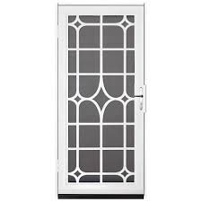 Unique Home Designs 36 In X 80 In Lexington White Surface Mount Steel Security Door With Insect Screen And Brass Hardware Idr30000362135 The Home Depot Steel Security Doors Unique House Design Security Door