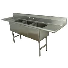 Giantex 3 compartment commercial 304 stainless steel sink, free standing triple bowl kitchen sinks w/ 3 basket strainer drains, 10 l x 14 w x 10 d bowl, for restaurant, garage. Advance Tabco Fc 3 1620 18rl 84 3 Compartment Sink W 16 L X 20 W Bowl 14 Deep