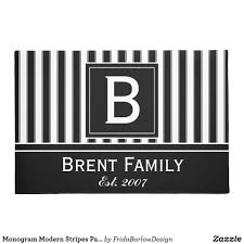 Black And White Striped Doormat Monogram Modern Stripes Pattern Mat Black White Doormat Zazzle Com Stripes Pattern Black And White Stripes