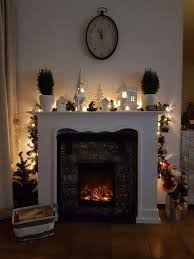 Our Electric Fireplace For Christmas Christmas Electric Chimney Christm Chimney C In 2020 Christmas Fireplace Decor Fireplace Decor Farmhouse Fireplace Decor