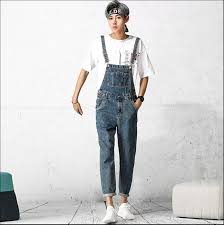 Explore erotic, sheer, see through underwear for men. 2021 Spring New Denim Strap Pants Men S Siamese Sling Pants Tide Brand Handsome Loose Tooling Feet Pants Hairstylist Bib Pants Jeans Aliexpress