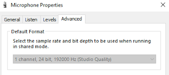 My Drop Down Box To Change The Sample Rate And Bit Depth For Microphones Is Grayed Out