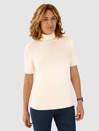 Pull col roulé à manches courtes blanc: Paola Pull Over A Col Roule Et Manches Courtes Cornelia