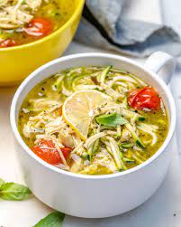 Pesto Chicken Zoodle Soup Recipe Chicken Zoodle Soup Clean Food Crush Clean Recipes