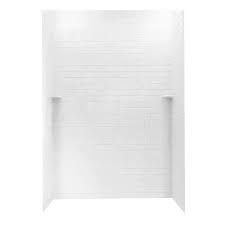 Swan 36 In X 62 In X 96 In 3 Piece Solid Surface Subway Tile Easy Up Adhesive Alcove Shower Surround In White Stmk963662 010 The Home Depot Shower Walls Surrounds Shower