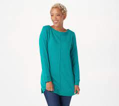Follows the lines of the body wi. Denim Co Active Brushed Heavenly Jersey Boatneck Tunic Qvc Com