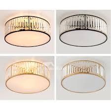 Round Art Deco Ceiling Light Fixtures Crystal Flush Mount Modern Black Gold Dinning Room For Sale