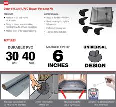 5 Ft X 6 Ft Pvc Shower Pan Liner Kit 41620 The Home Depot Shower Pan Liner Shower Pan Pvc Shower