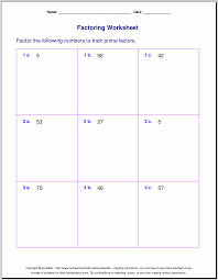 Free Worksheets For Prime Factorization Find Factors Of A