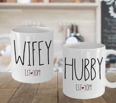 Mature wife sit at table turned away from husband thinking about problems in marriage. 2020 Hubby Wifey Mug Set Wedding Gift Est 2020 Husband Wife Mugs Minimalist Anniversary Gift Couples Mugs Newlywed Gift In 2021 Couple Mugs Mugs Set Mugs